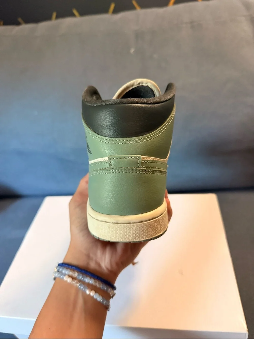 Nike Air Jordan 1 Mid Sage Green, Cream & Black